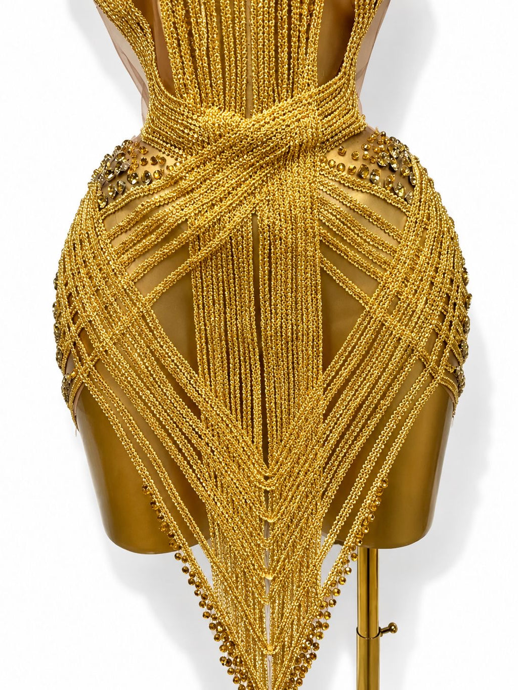 Vestido estilo egipcio sexy,  Dorado, decorado con cristales