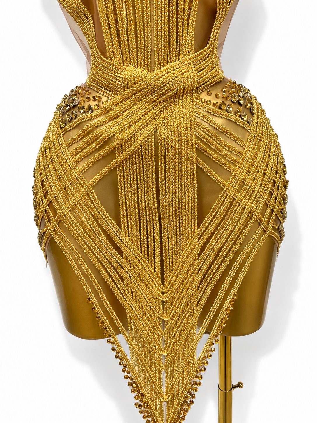 Vestido estilo egipcio sexy,  Dorado, decorado con cristales