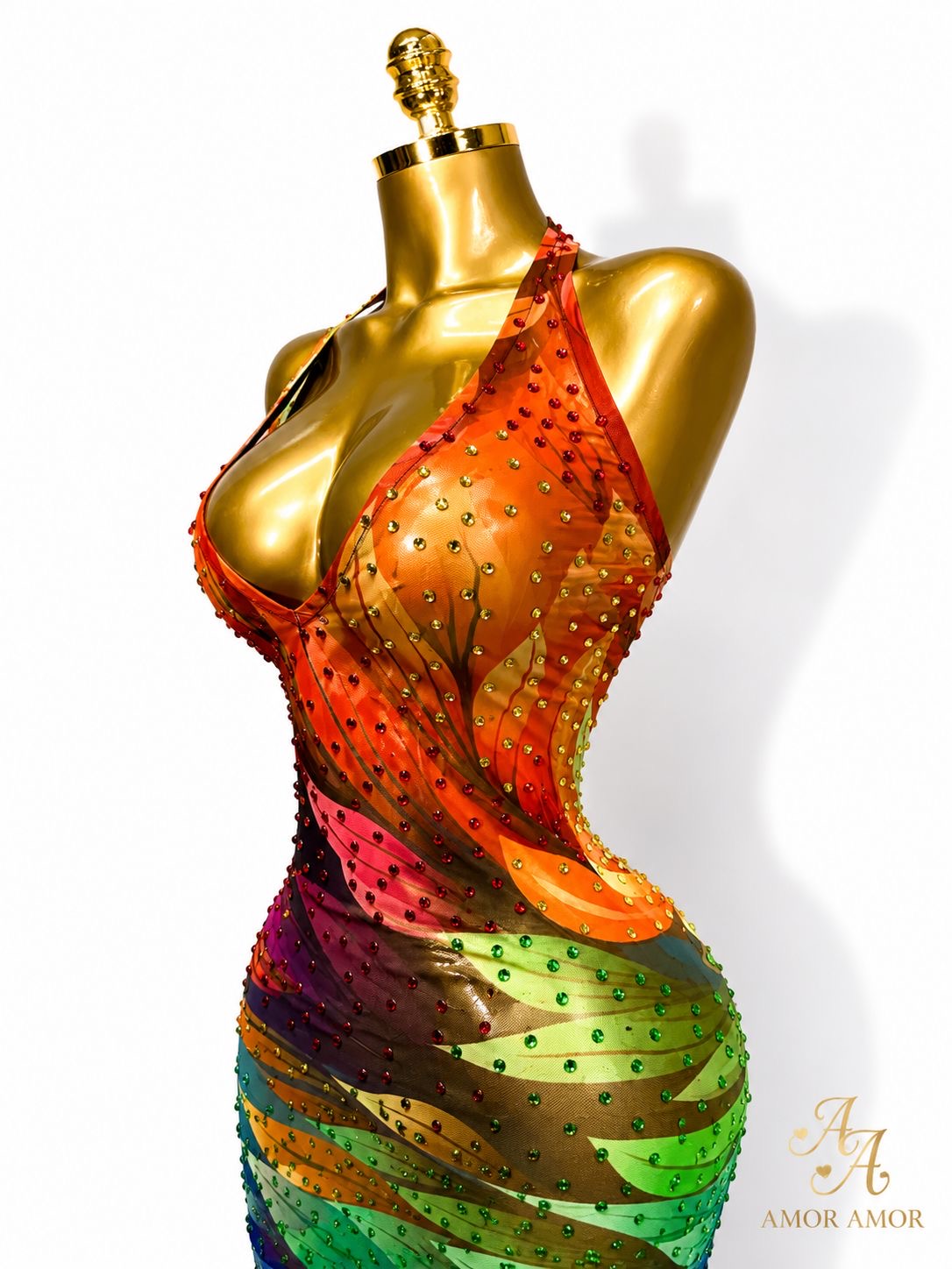 VESTIDO SEXY CUELLO EN V, BRILLANTE CON CRISTALES, TELA ELÁSTICA, SEXY EN CADA PASO