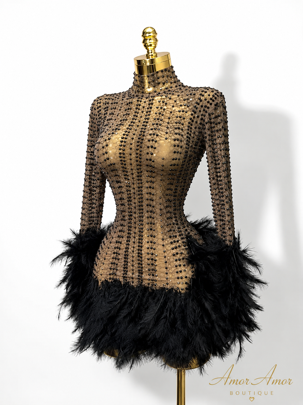 VESTIDO RED RUBY PLUMAS