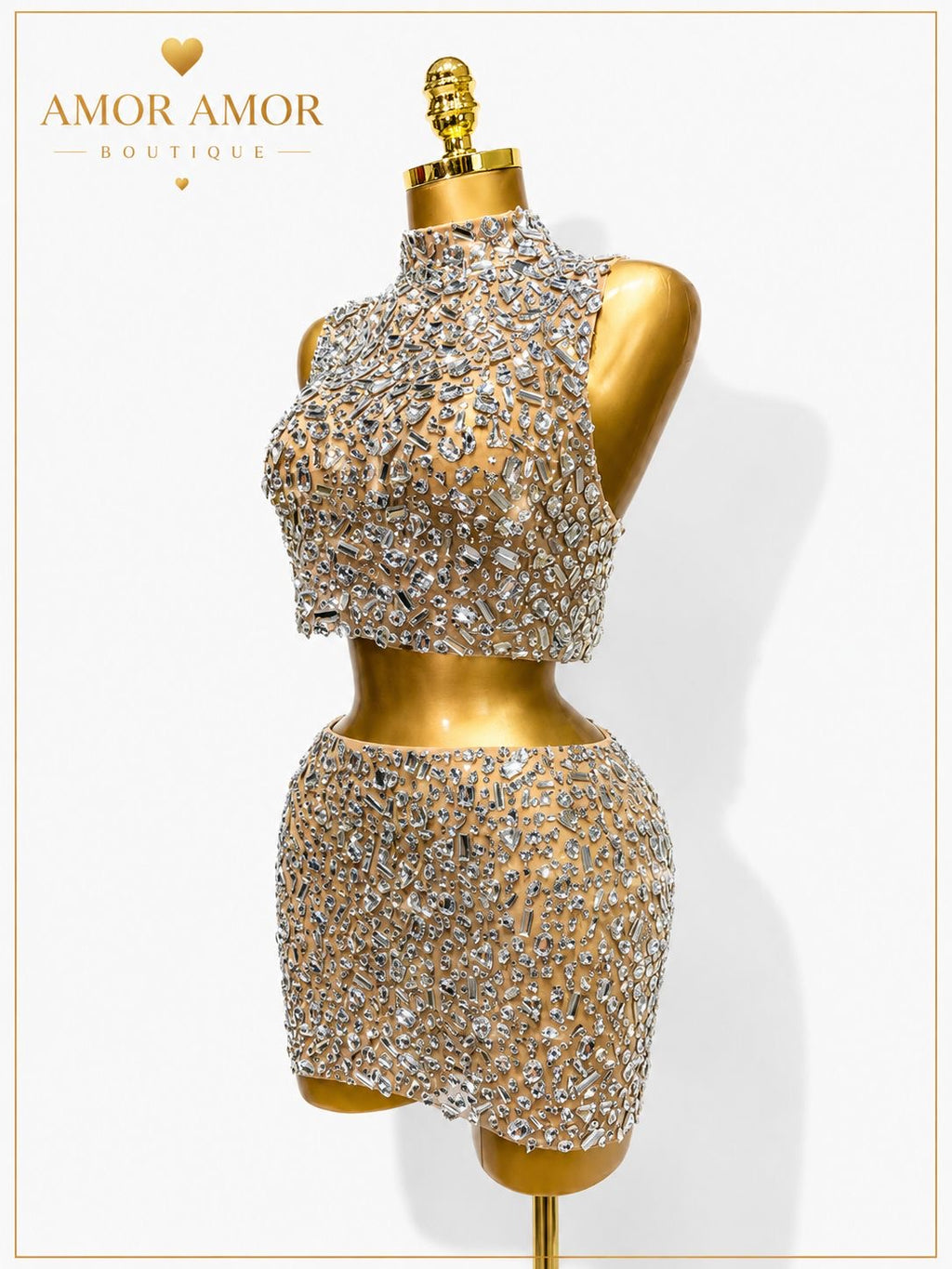 CONJUNTO DE TOP Y FALDA CON CRISTALES, DISFRÚTALO PARA CUALQUIER OCASIÓN
