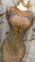 vestido strech de cristales