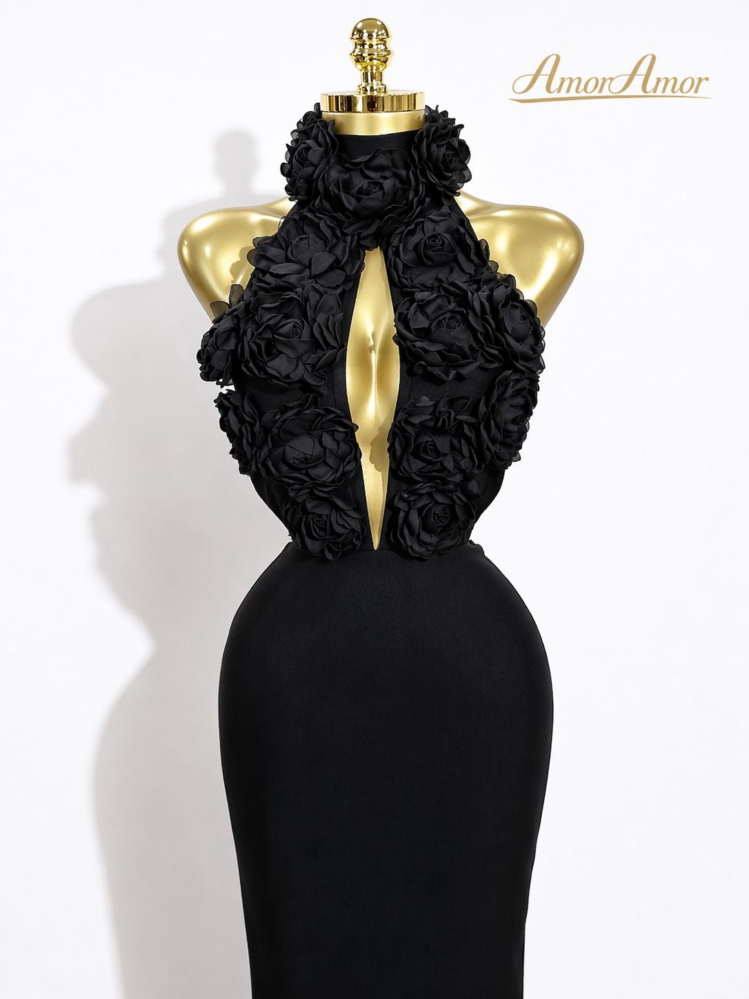 Vestido Largo de Fiesta de Lujo para Mujer, Sexy, con Cuello Halter, Espalda Descubierta, Diseño Floral, Estilo Bandage, Elegante, para Celebridades, Cumpleaños o Noche