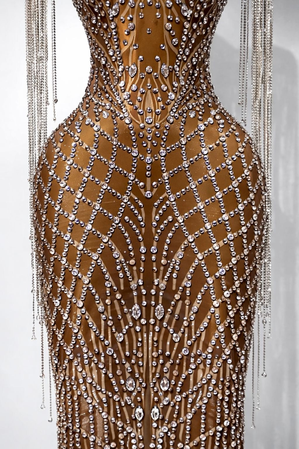 vestido strech de cristales