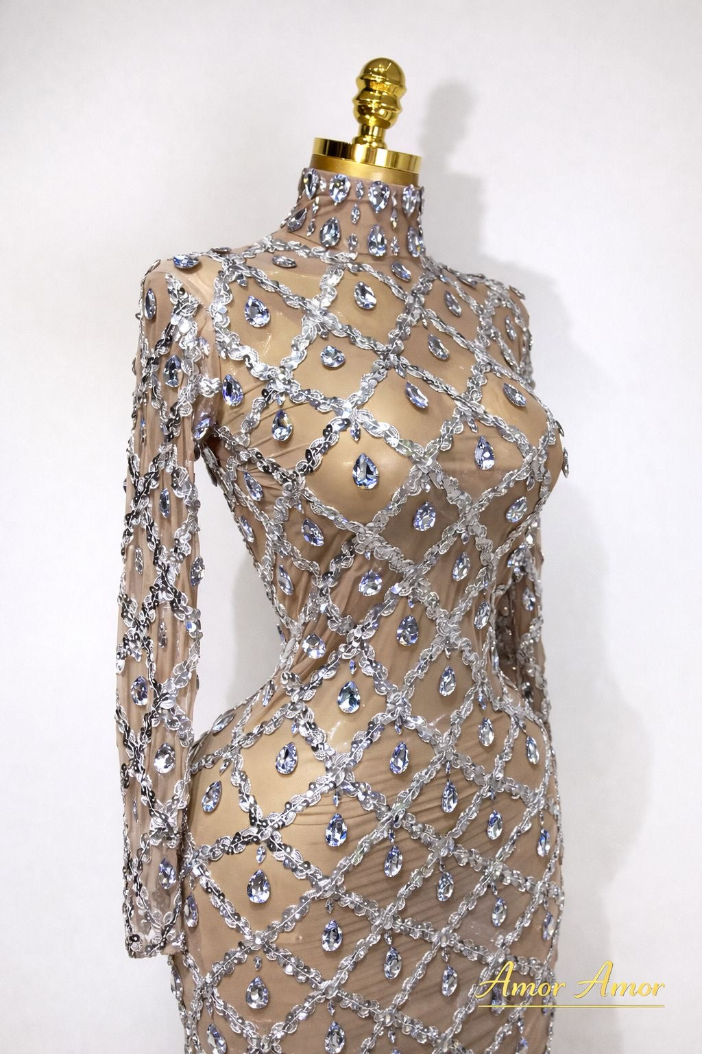 Vestido  de lujo Sexy para mujer, vestido largo con lentejuelas y  cristales  brillantes, vestido de fiesta de noche.