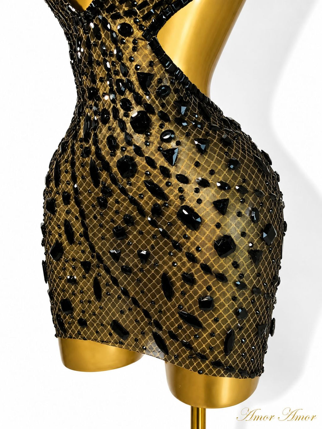 VESTIDO SEXY APLICACIÓN CRISTALES , ÚNICA ,SEXY Y ORIGINAL .