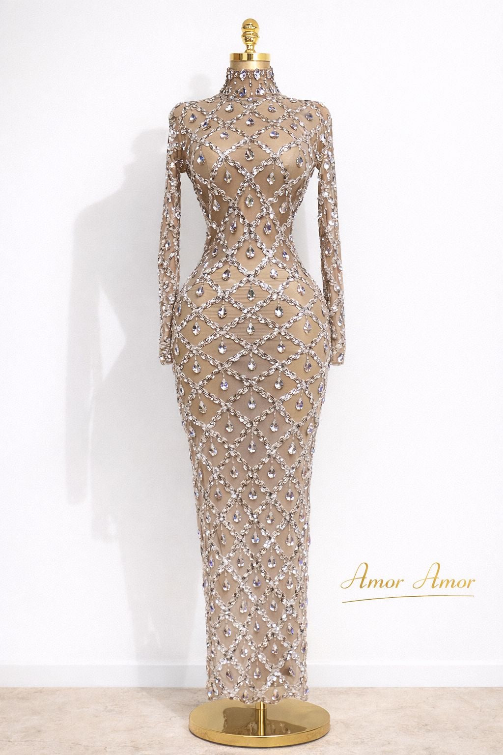 Vestido  de lujo Sexy para mujer, vestido largo con lentejuelas y  cristales  brillantes, vestido de fiesta de noche.