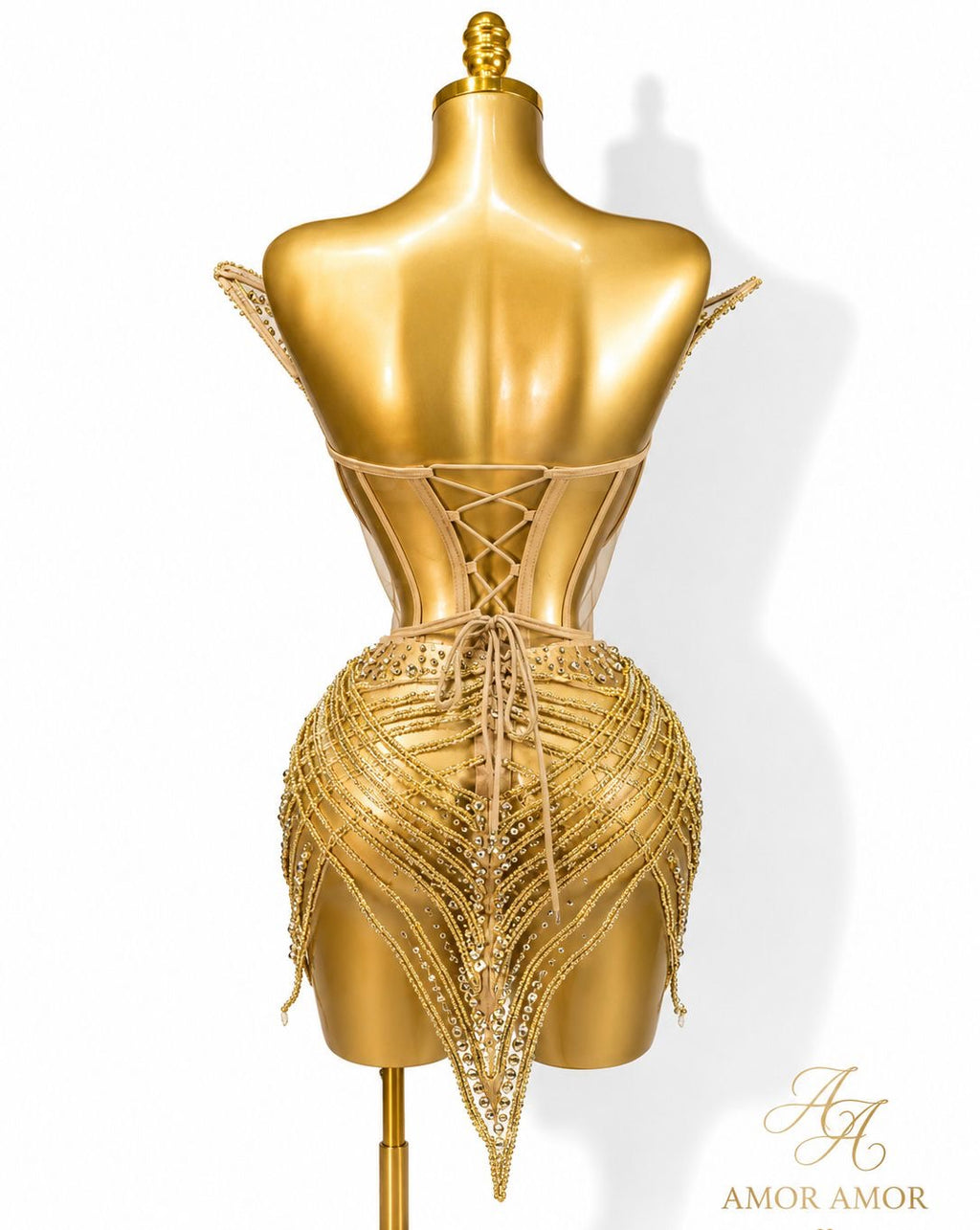 Vestido estilo egipcio sexy,  Dorado, decorado con cristales