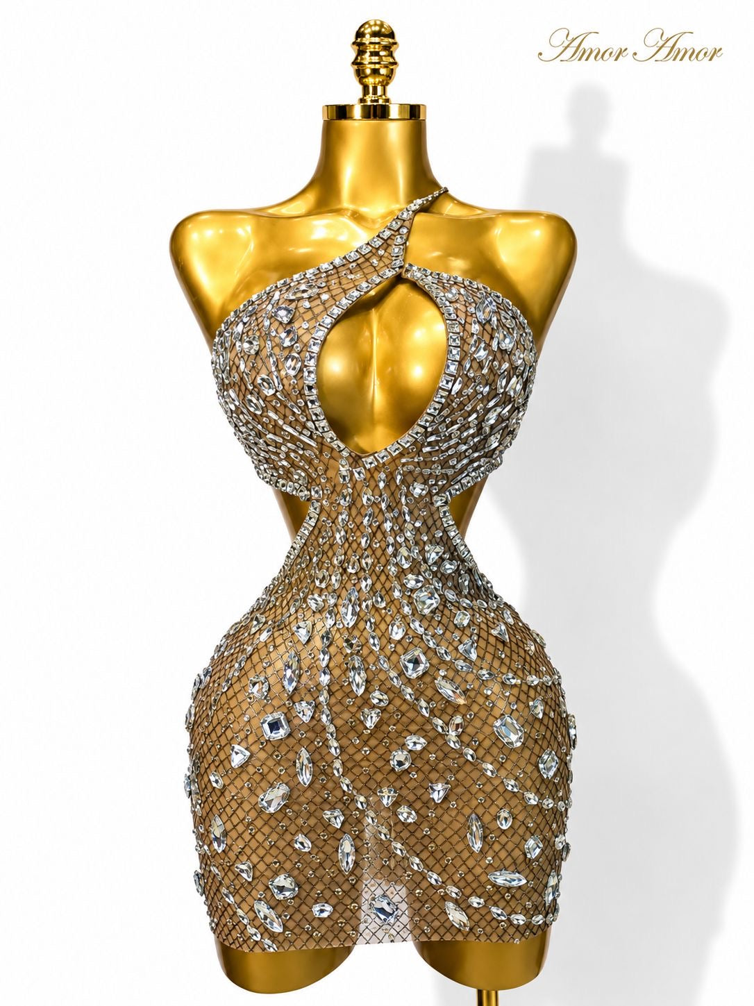VESTIDO SEXY APLICACIÓN CRISTALES , ÚNICA ,SEXY Y ORIGINAL .