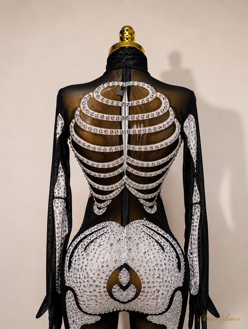 Disfraz Mono Esqueleto Glam "Crystal Bones" - Edición Halloween