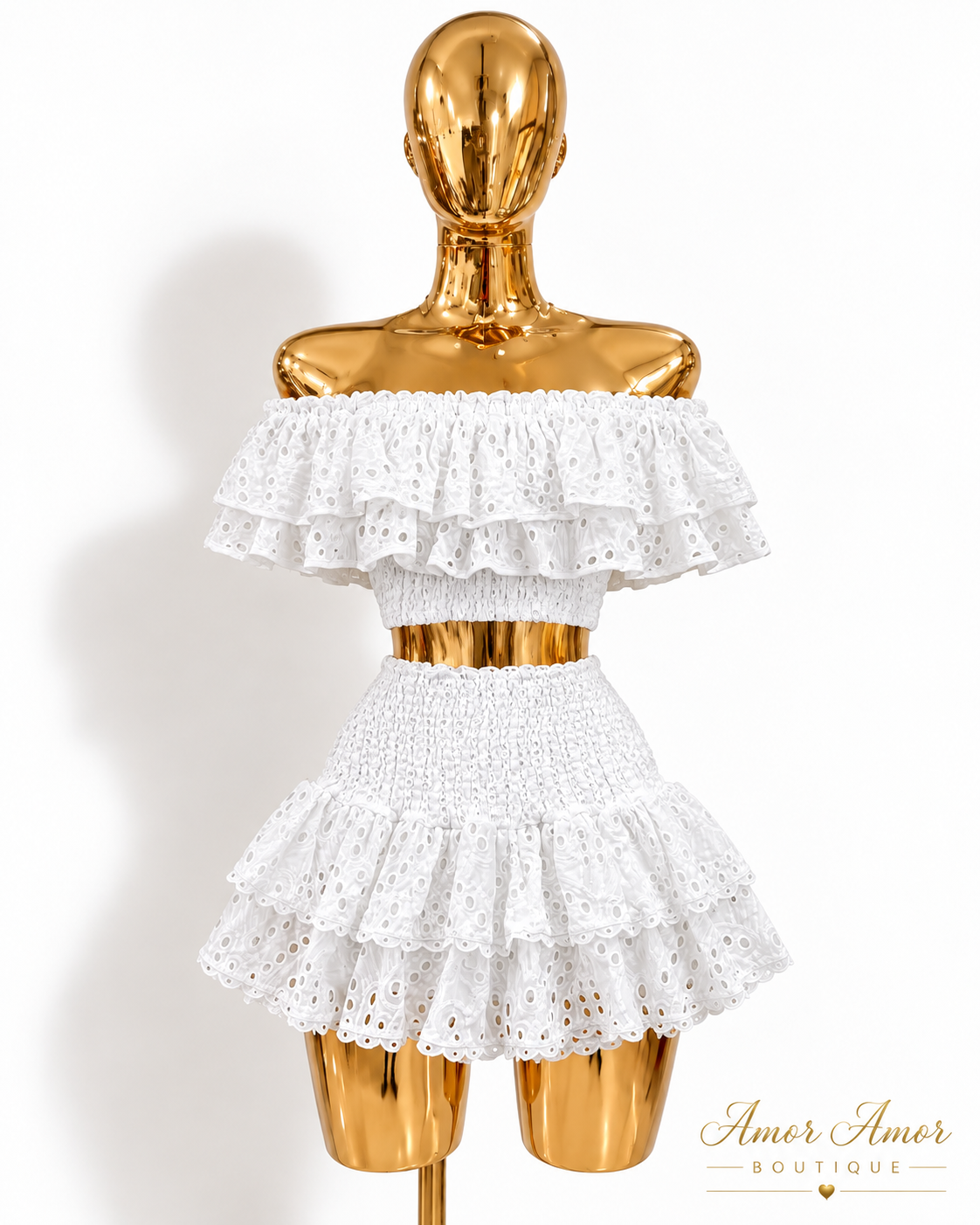 SET COQUETTE BRODERIE BLANCO