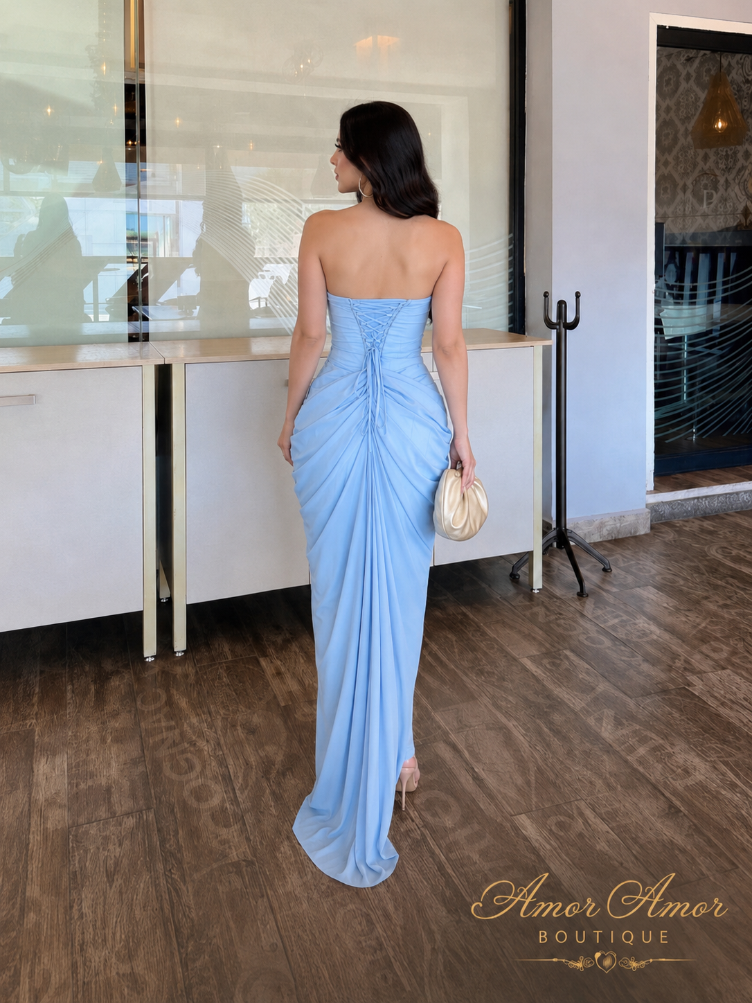 Vestido Largo Celeste "Sky Drape"