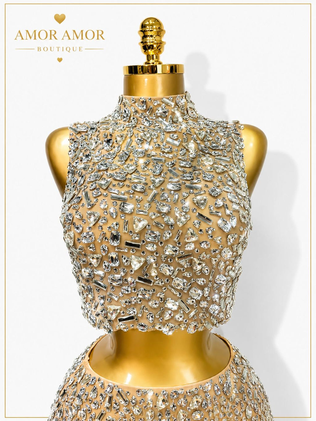 CONJUNTO DE TOP Y FALDA CON CRISTALES, DISFRÚTALO PARA CUALQUIER OCASIÓN