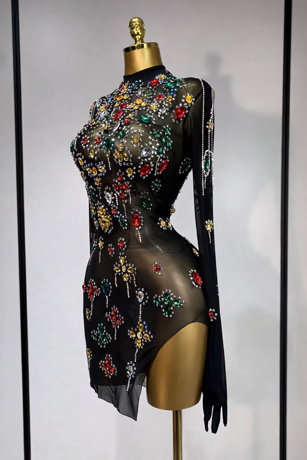 vestido elástico con cristales