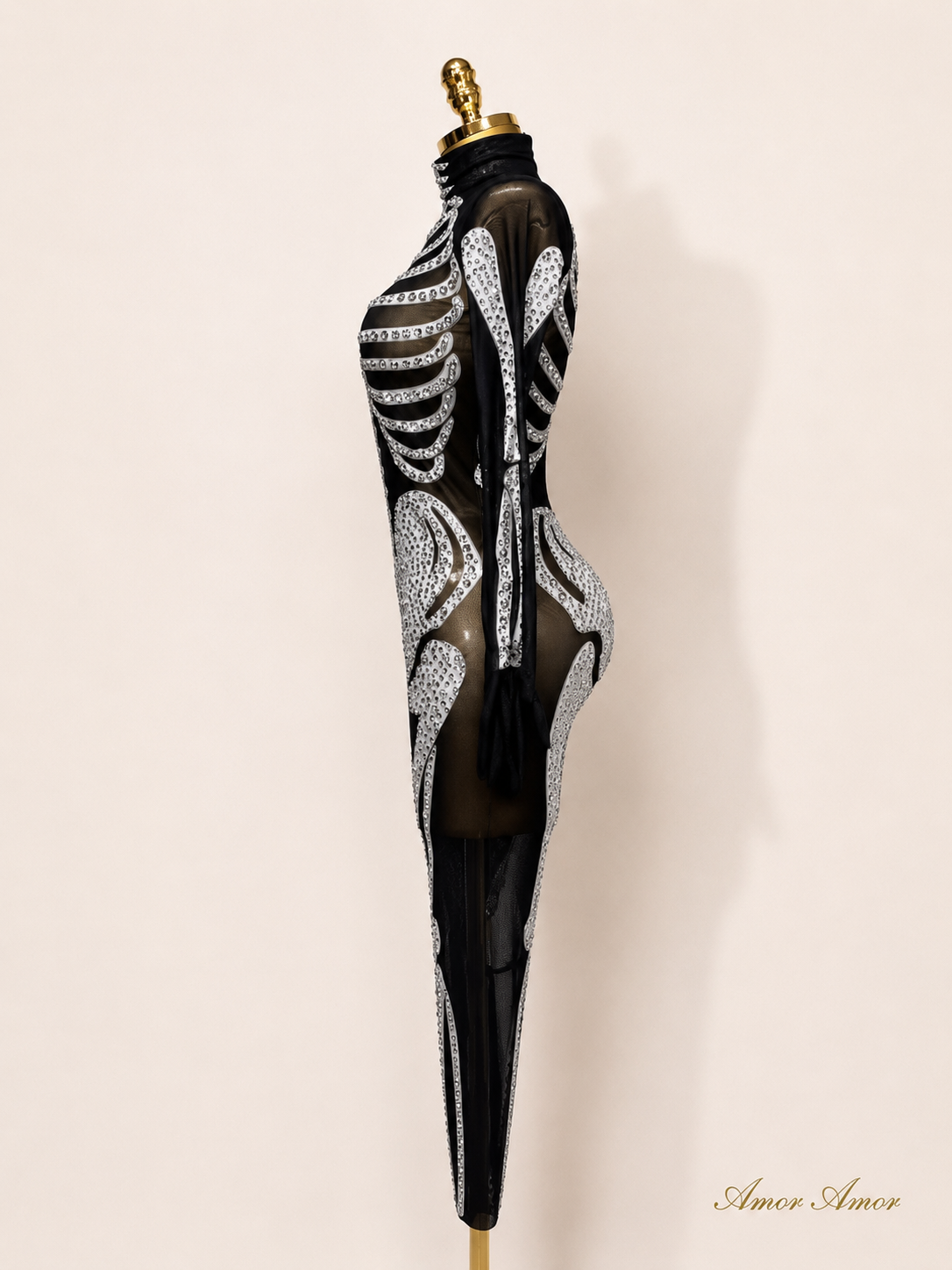 Disfraz Mono Esqueleto Glam "Crystal Bones" - Edición Halloween