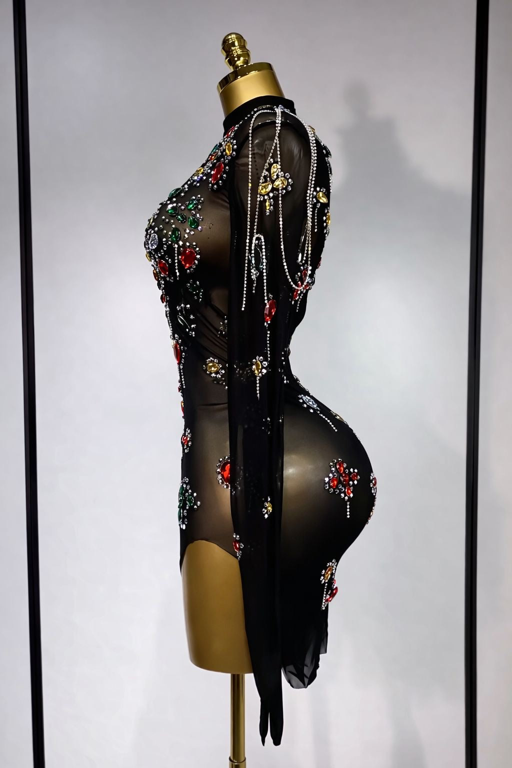 vestido elástico con cristales
