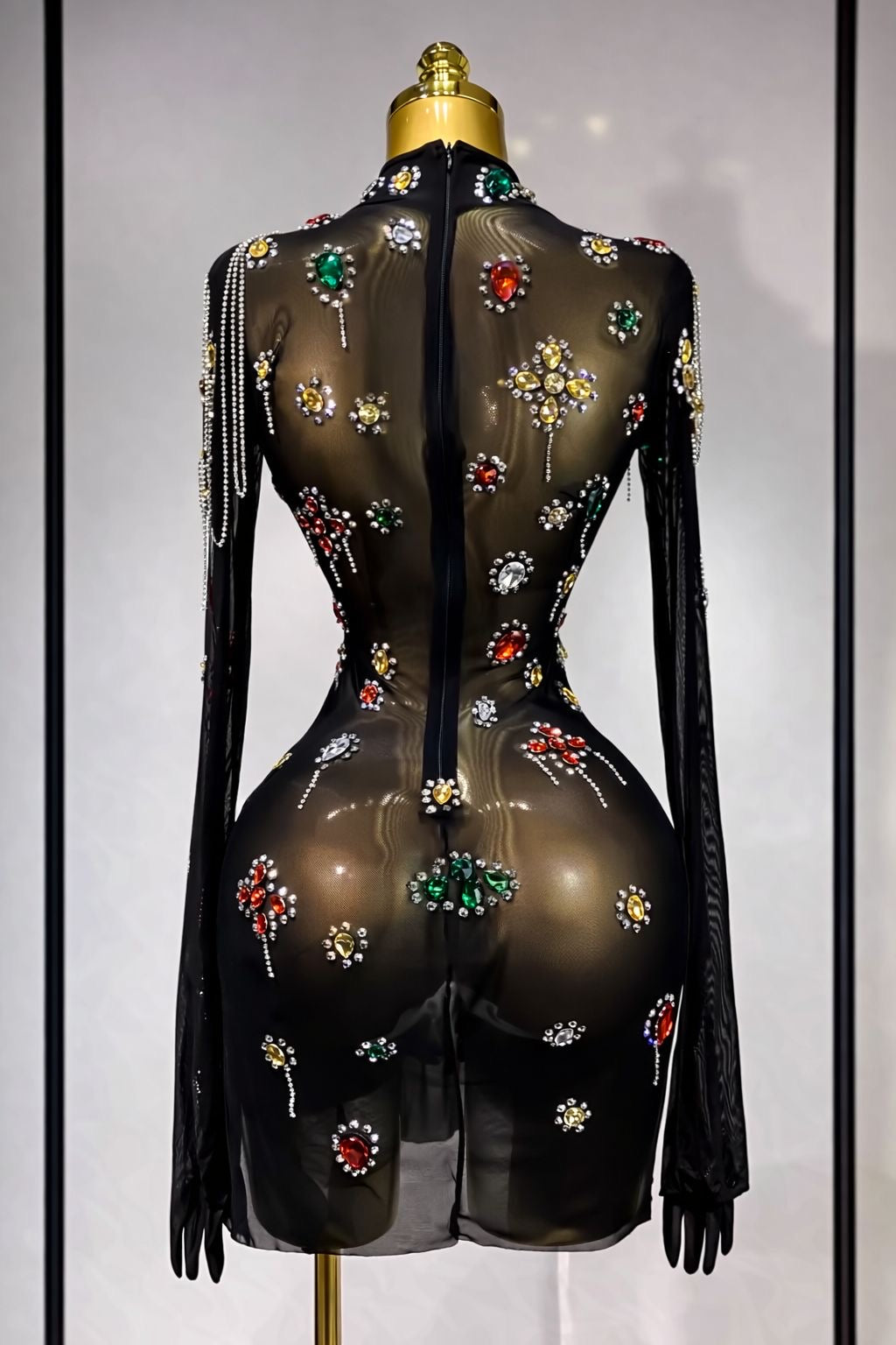 vestido elástico con cristales