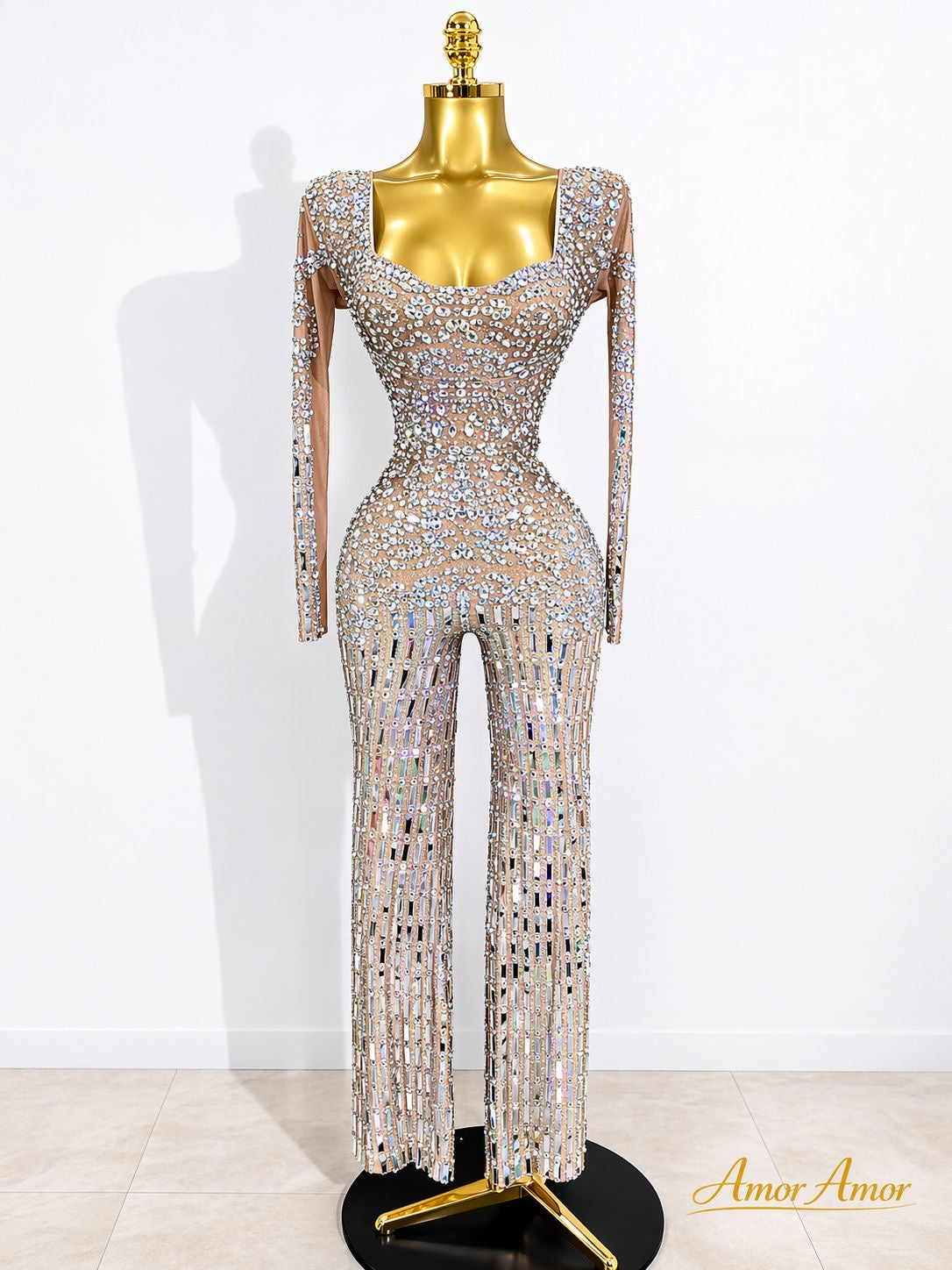 Enterizo de Lentejuelas Plateadas Brillantes para Mujer, Sexy, con Diamantes, de Spandex, para Baile, Cantante, Fiesta Nocturna, Actuación en Escenario,
