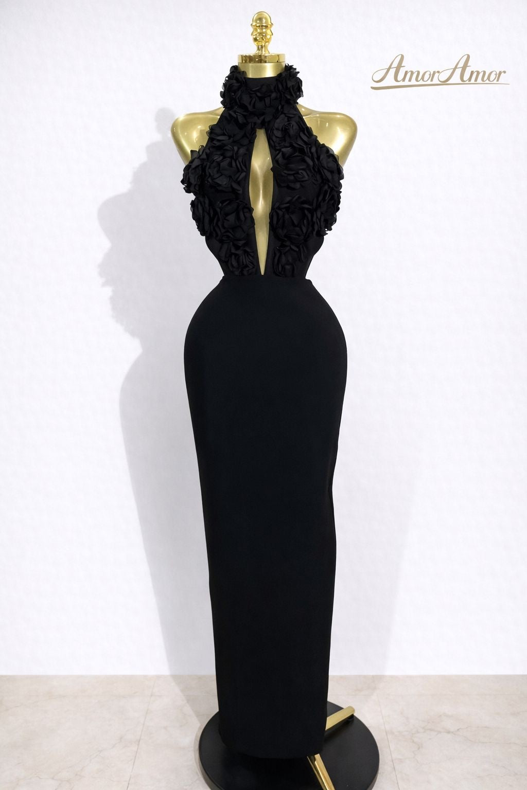 Vestido Largo de Fiesta de Lujo para Mujer, Sexy, con Cuello Halter, Espalda Descubierta, Diseño Floral, Estilo Bandage, Elegante, para Celebridades, Cumpleaños o Noche