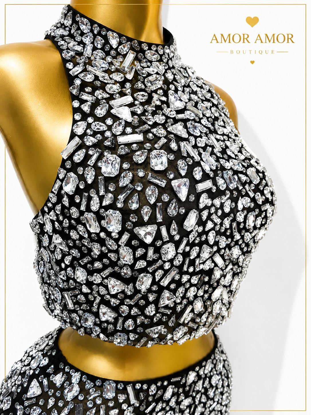 CONJUNTO DE TOP Y FALDA CON CRISTALES, DISFRÚTALO PARA CUALQUIER OCASIÓN