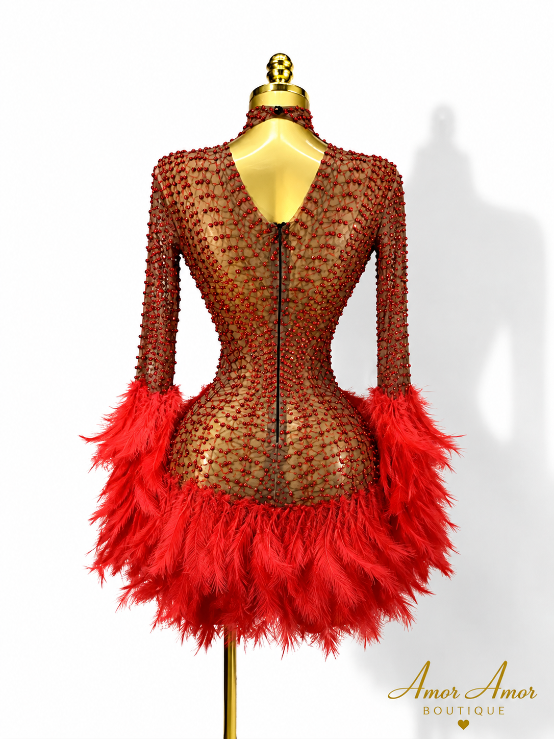 VESTIDO RED RUBY PLUMAS