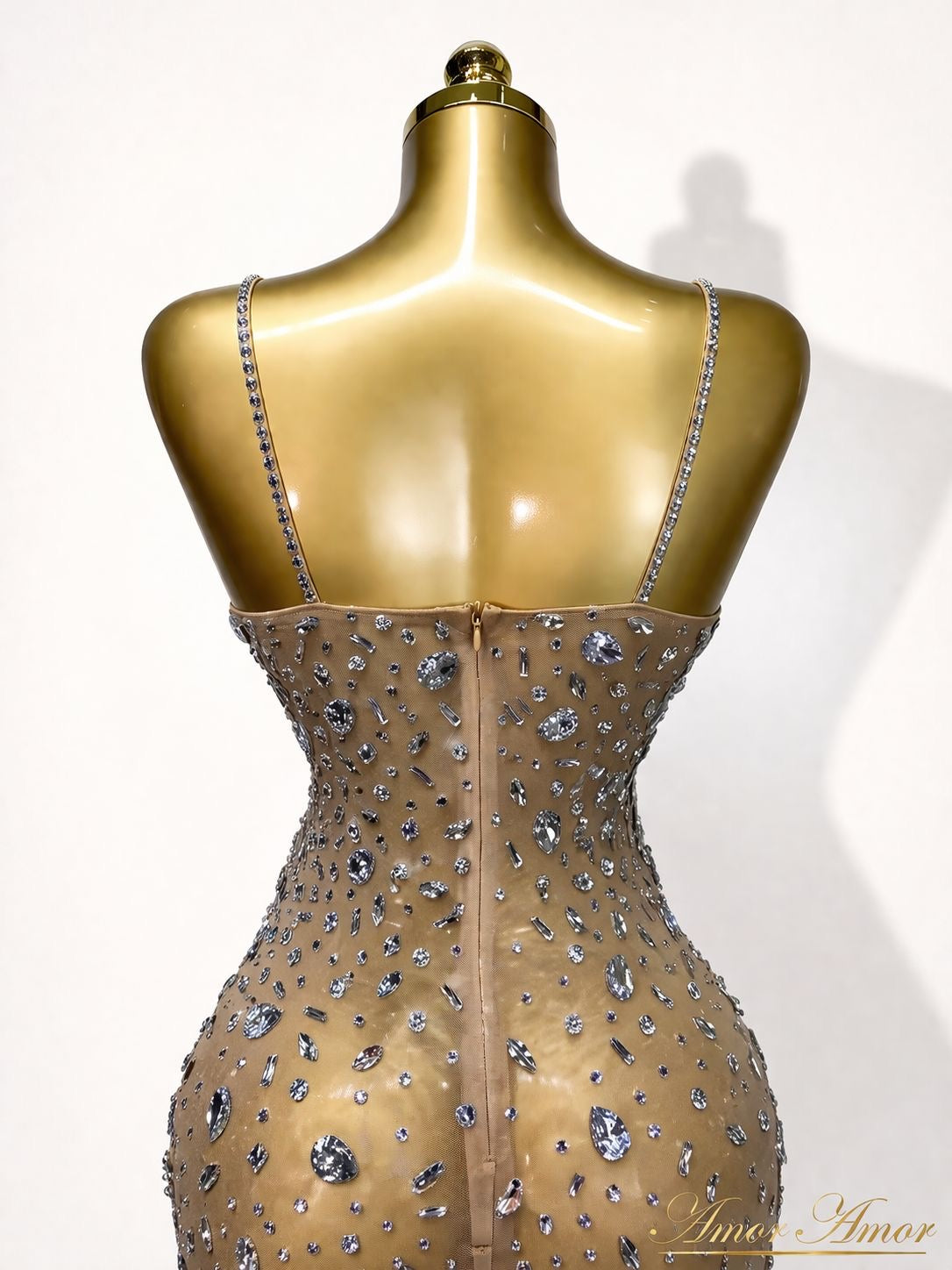 Vestido ajustado de malla Sexy con cristales   de lujo para mujer, vestido de fiesta de cóctel de noche de cumpleaños, traje de escenario para Club de alfombra roja.