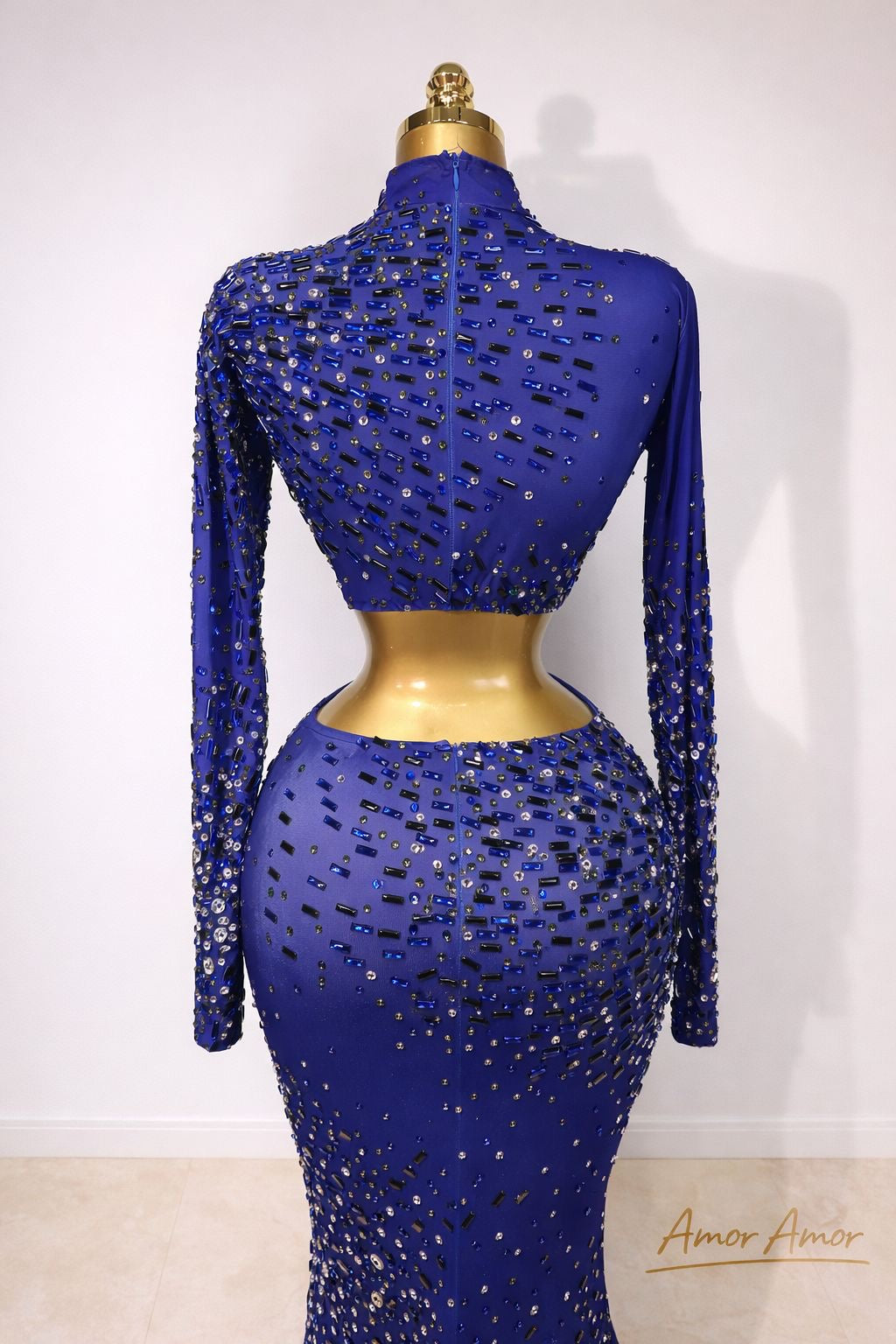 Conjunto de  2pz,   Top Corto y Falda Larga con Pedrería Brillante, Traje de Lujo para Cantante, Actuación , Vestido de Cumpleaños o 👩🏻‍🎓 graduación , bodas .