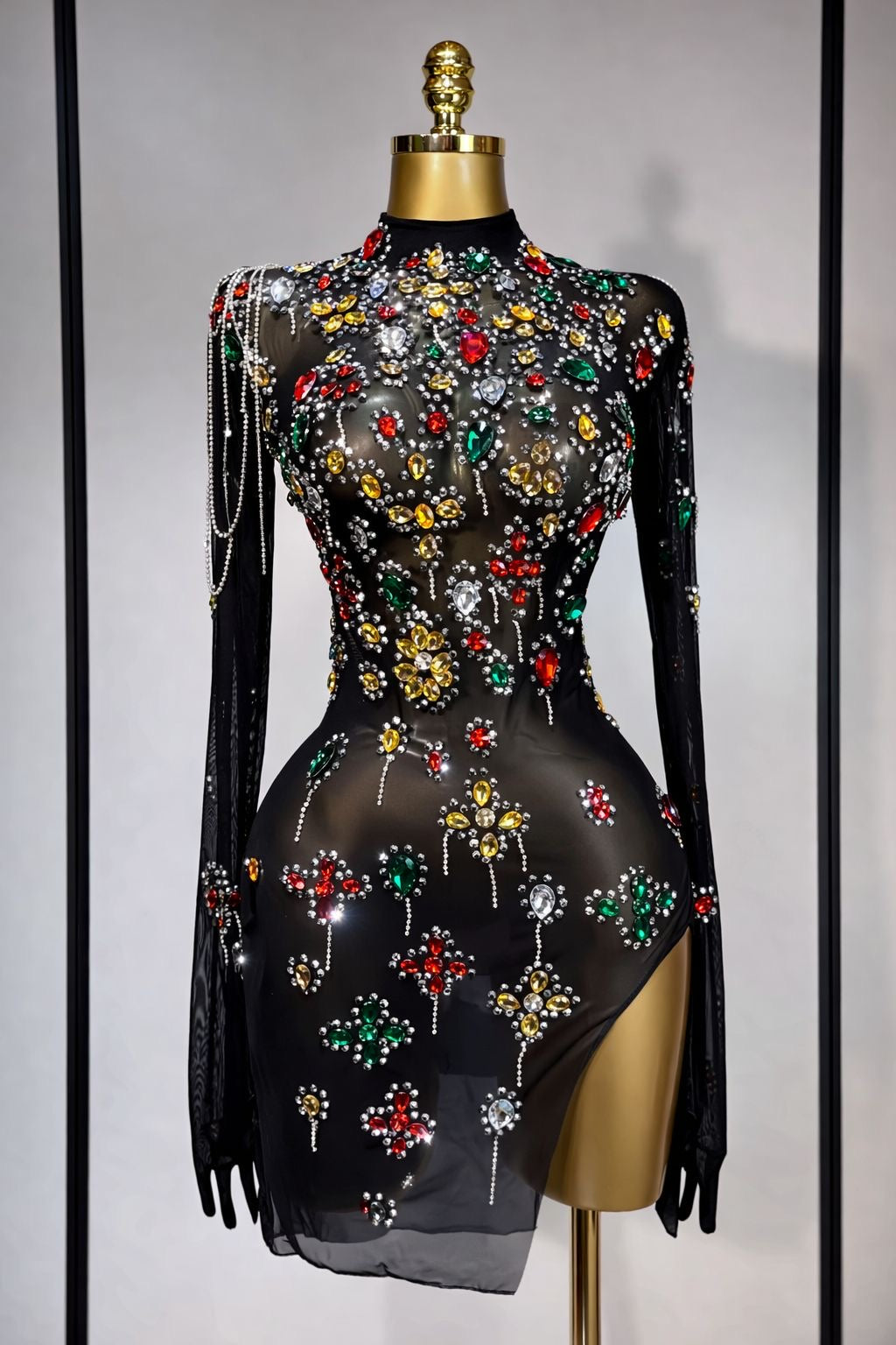 vestido elástico con cristales