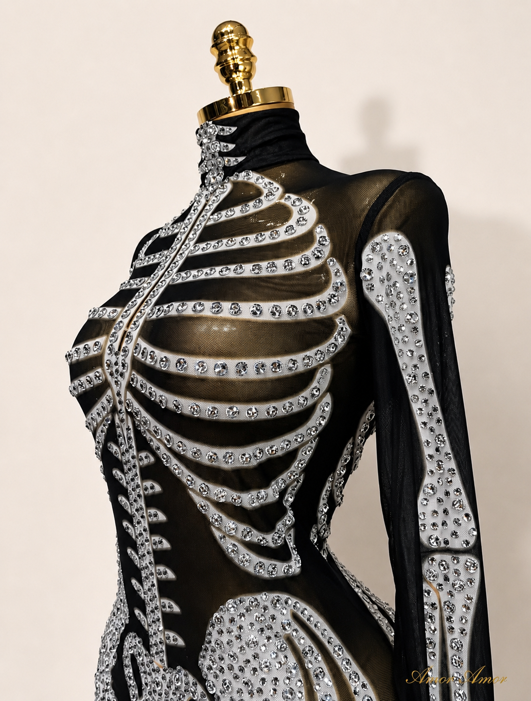 Disfraz Mono Esqueleto Glam "Crystal Bones" - Edición Halloween