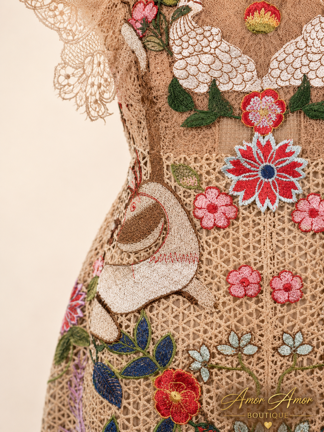 VESTIDO PRINCESA JARDÍN AVES