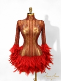 VESTIDO RED RUBY PLUMAS