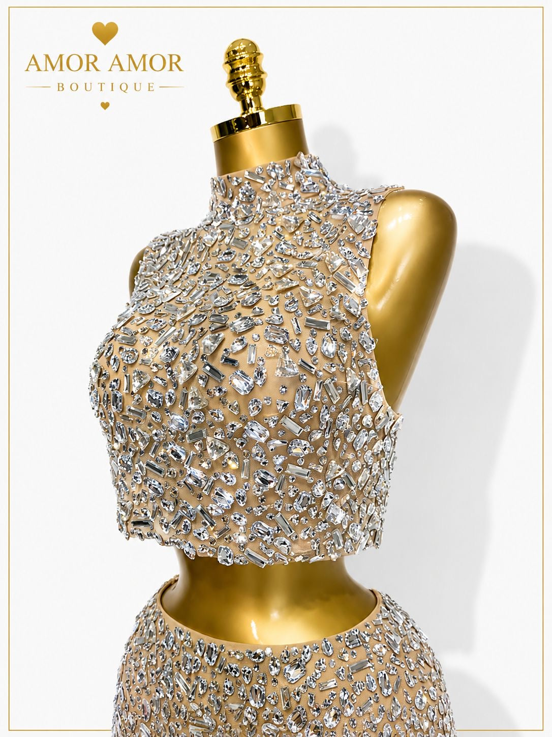 CONJUNTO DE TOP Y FALDA CON CRISTALES, DISFRÚTALO PARA CUALQUIER OCASIÓN