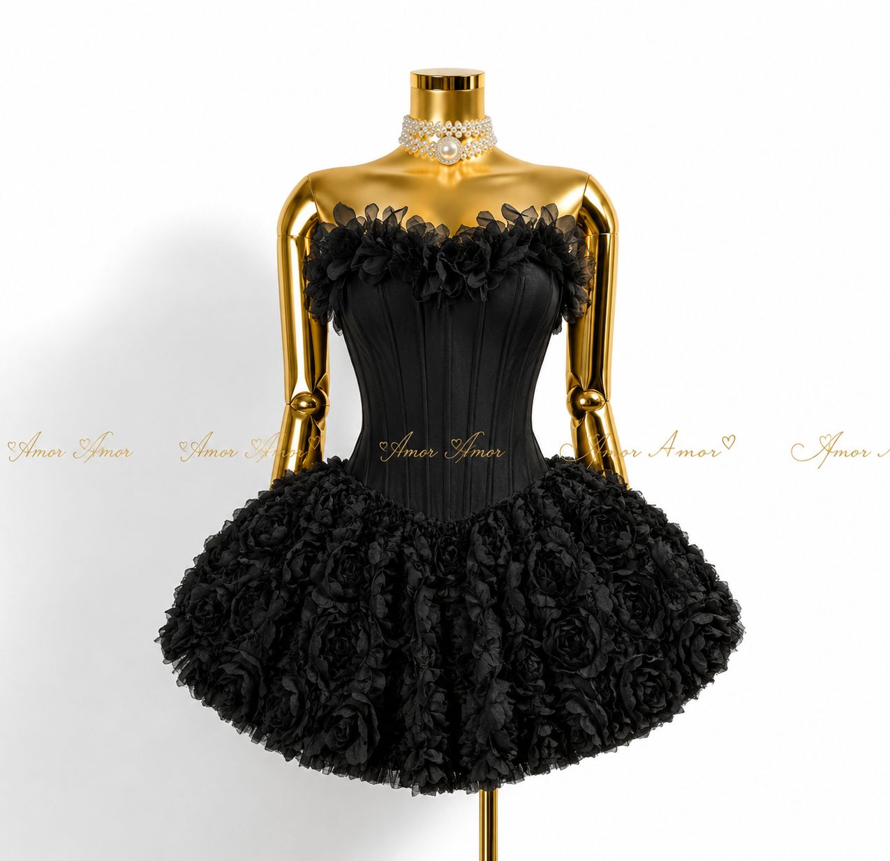 Mini vestido de flores 3D,corset ajustables