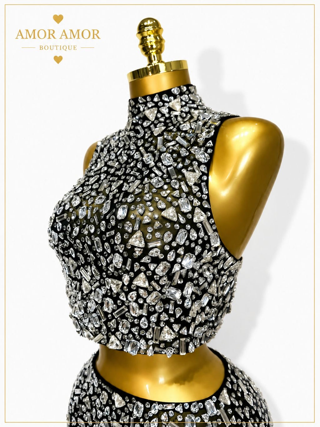 CONJUNTO DE TOP Y FALDA CON CRISTALES, DISFRÚTALO PARA CUALQUIER OCASIÓN