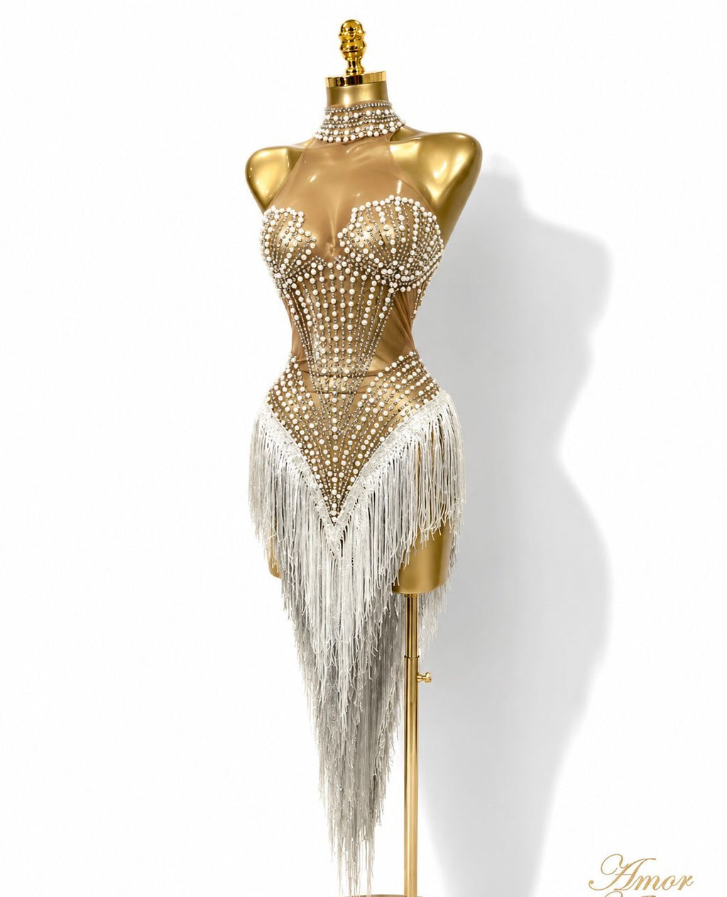 VESTIDO CON PERLAS, CRISTALES, FLECOS EXÓTICOS, ESPECIAL PARA FIESTA DE CUMPLEAÑOS, SESIÓN FOTOGRÁFICA, BAILE LATINO
