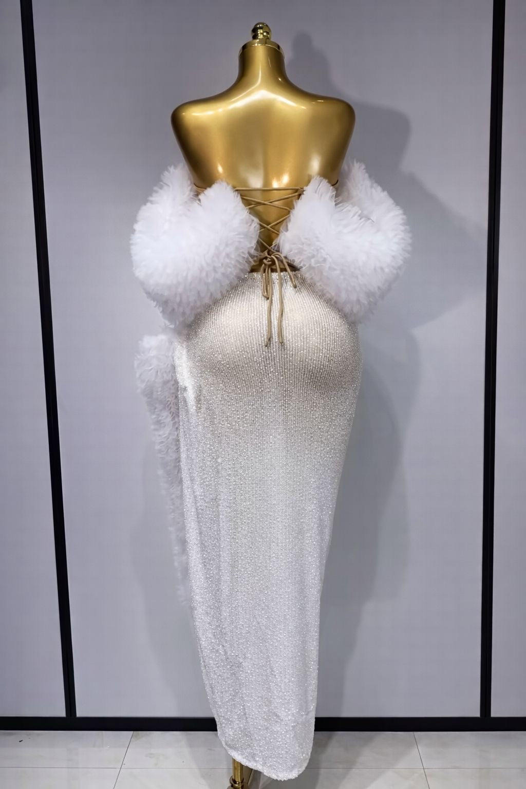 Conjunto de dos piezas de falda larga elegante con lentejuelas brillantes para mujer, traje de escenario para fiesta de noche, cumpleaños, cantante y bailarina