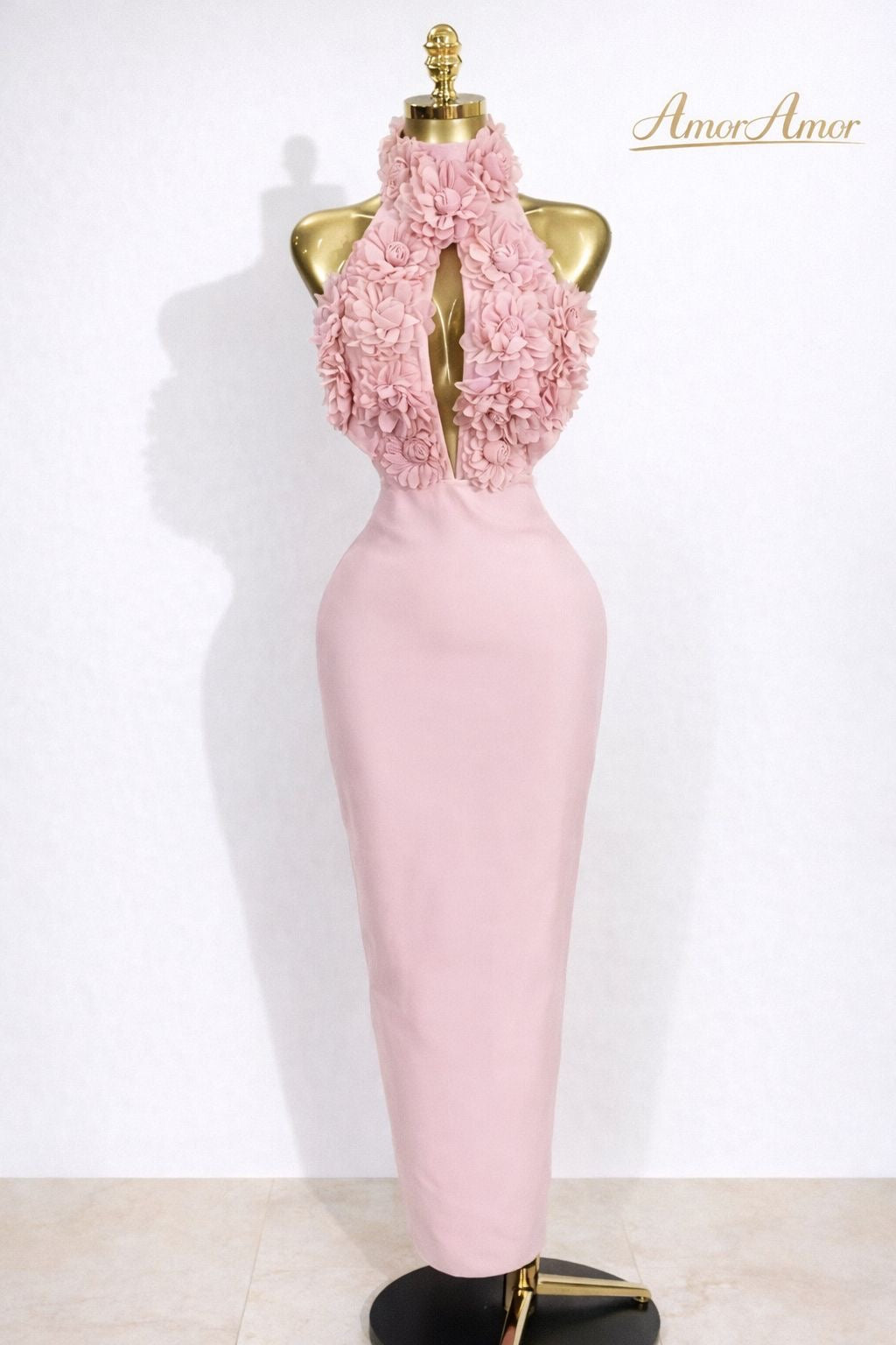 Vestido Largo de Fiesta de Lujo para Mujer, Sexy, con Cuello Halter, Espalda Descubierta, Diseño Floral, Estilo Bandage, Elegante, para Celebridades, Cumpleaños o Noche