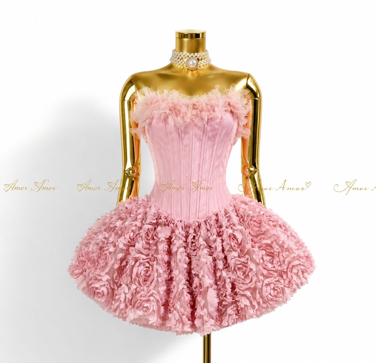 Mini vestido de flores 3D,corset ajustables