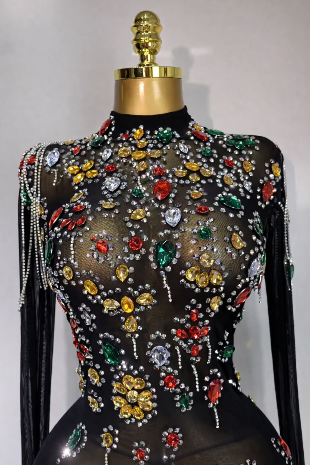 vestido elástico con cristales