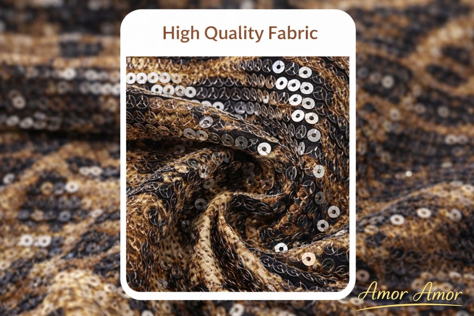 Vestido de Noche Glamuroso con Lentejuelas de Leopardo y Tirantes Finos, con Capa Transparente Negra, Estilo Maxi.